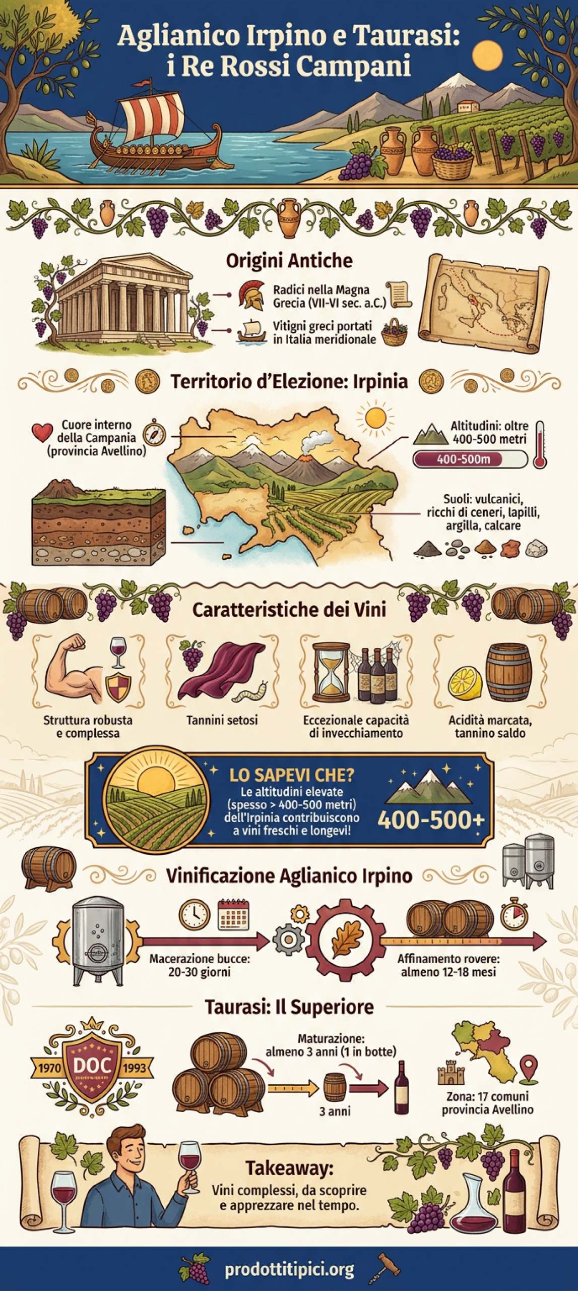 Infografica Aglianico Irpino e Taurasi: i grandi rossi della Campania