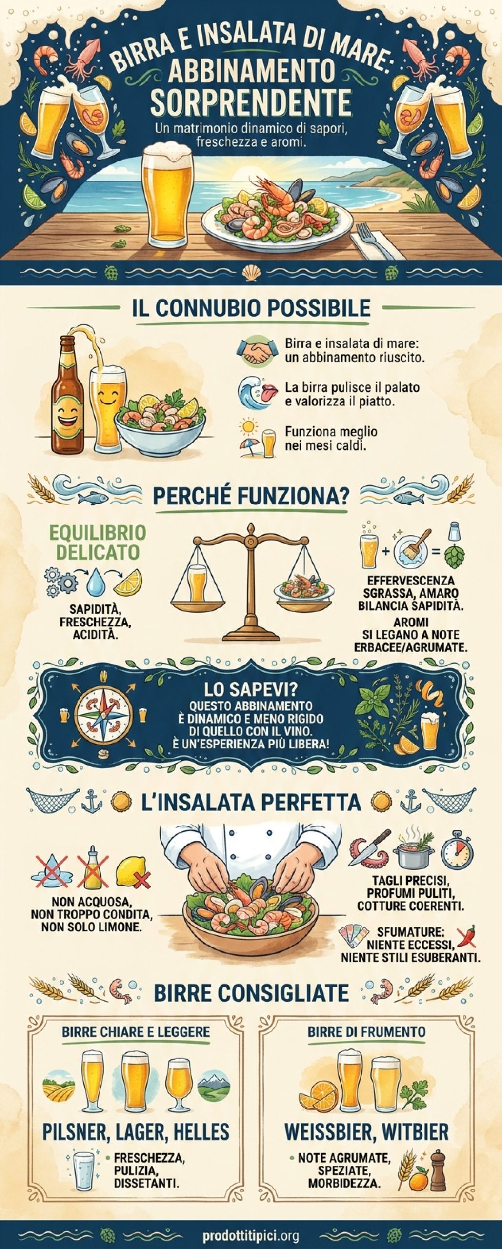 Infografica Birra e insalata di mare: abbinamento perfetto e sorprendente