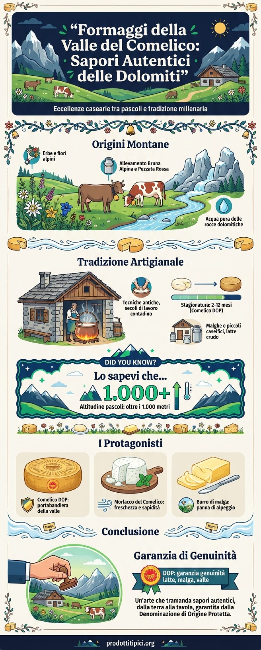 Infografica Formaggi della Valle del Comelico: sapori autentici delle Dolomiti