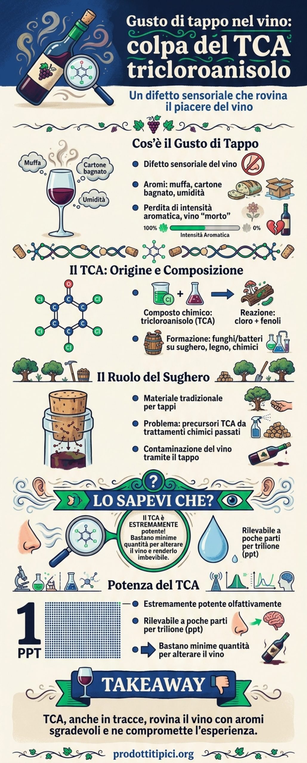 Infografica Gusto di tappo nel vino: colpa del TCA tricloroanisolo