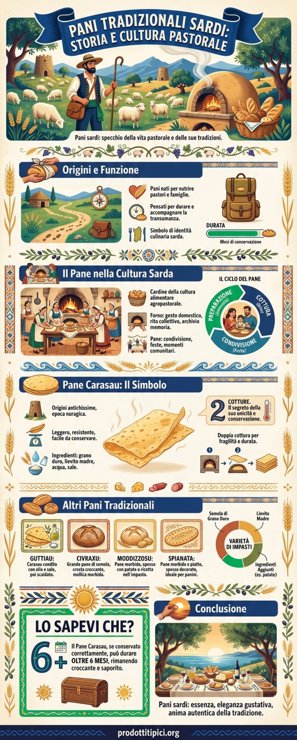 Infografica I pani della tradizione pastorale sarda: storia e abbinamenti