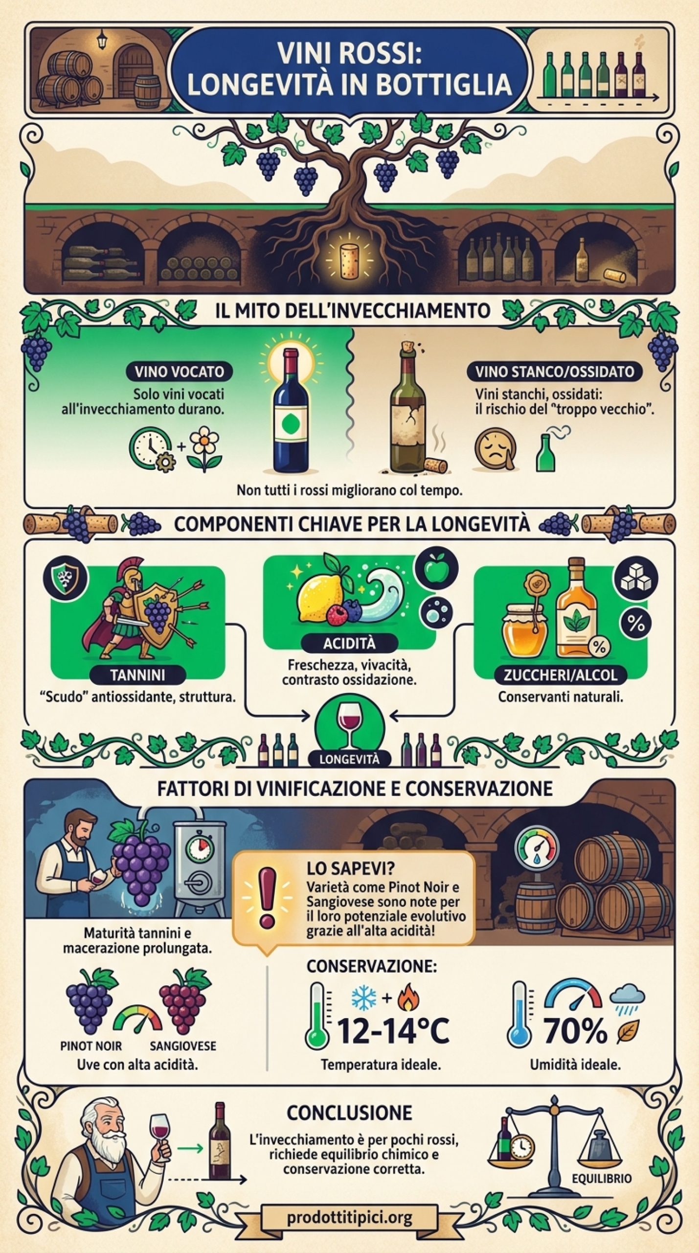 Infografica Perché alcuni vini rossi invecchiano bene e altri no