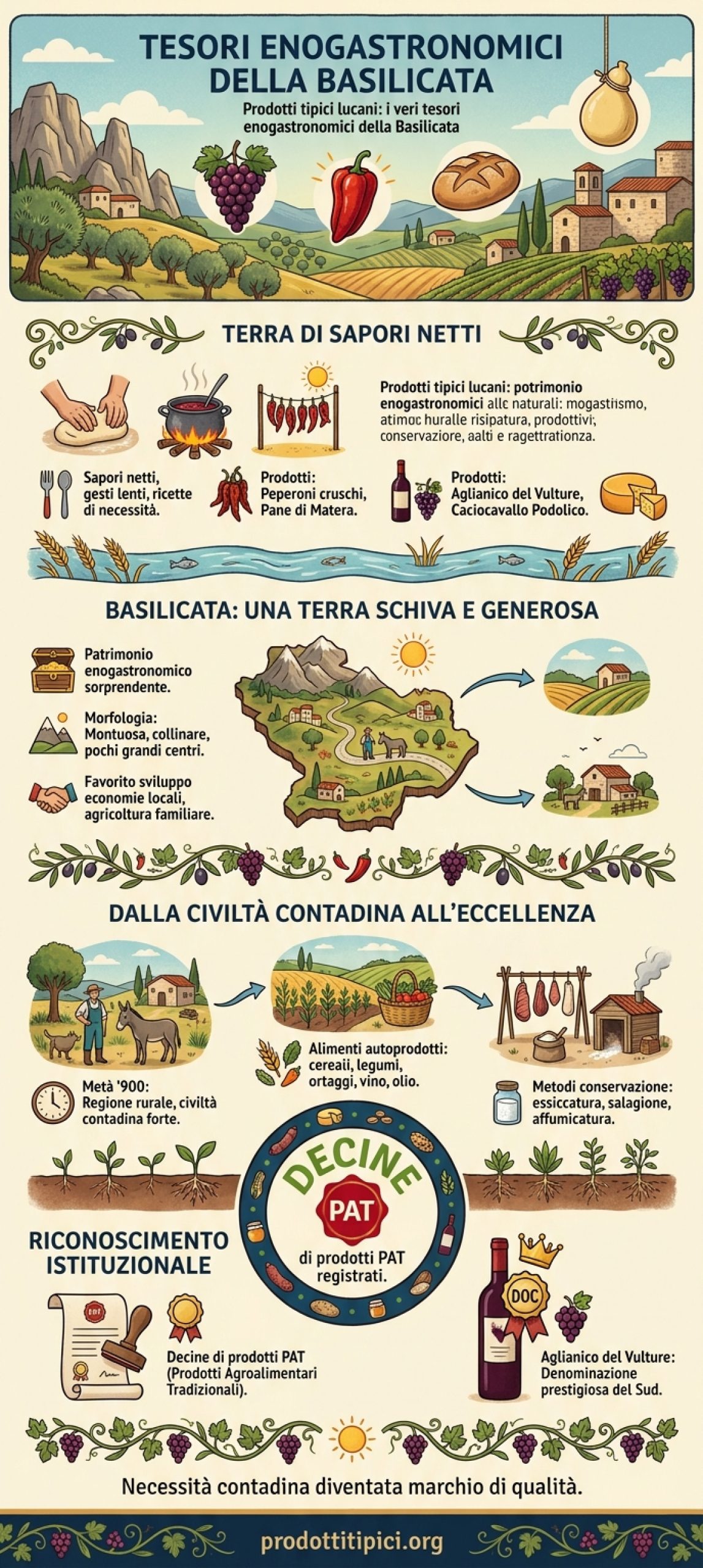 Infografica Prodotti tipici lucani: i veri tesori enogastronomici della Basilicata