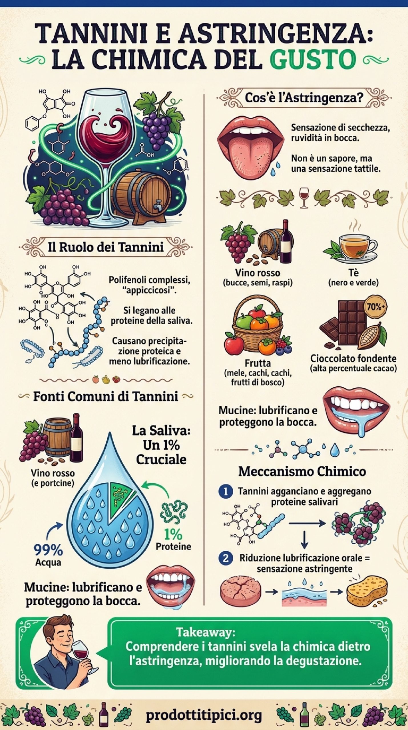 Infografica Tannini e astringenza: il legame chimico nel gusto del vino
