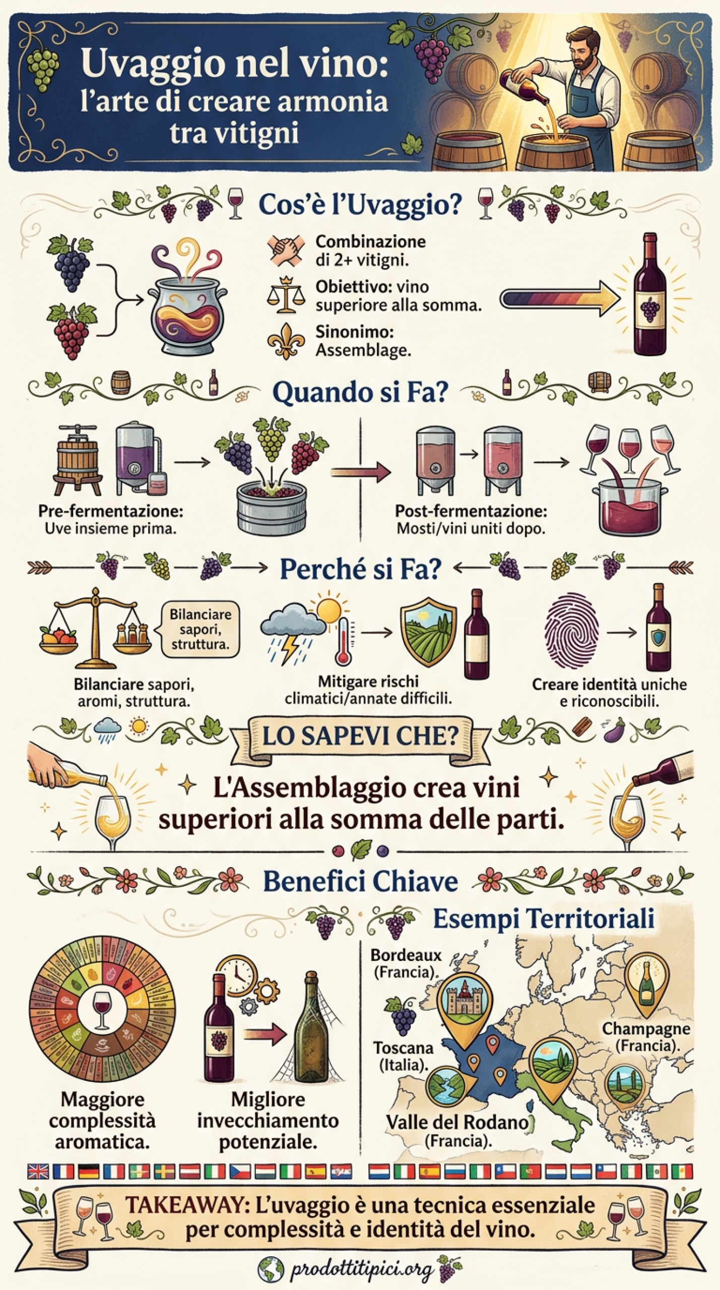 Infografica Uvaggio nel vino: l’arte di creare armonia tra vitigni